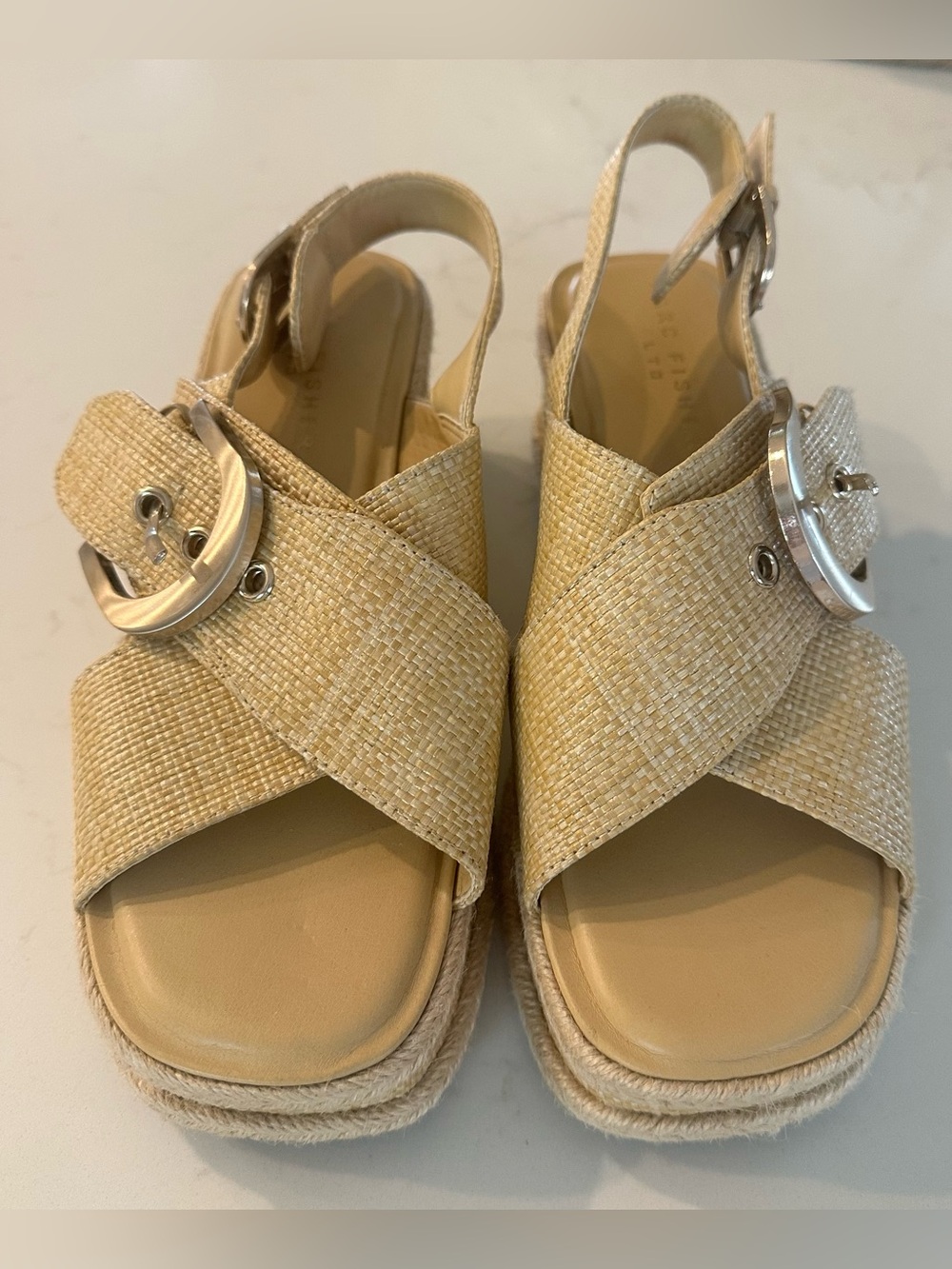 Marc Fisher Renda Woven Crisscross Slingback Sandals in Natural Size 7.5 M